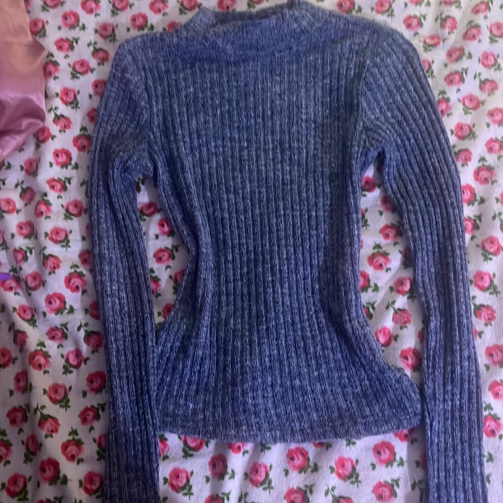 Blue turtleneck cropped sweater